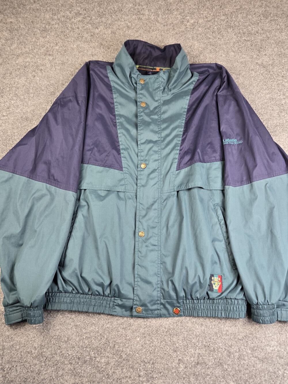 Vintage 90s Sunice Windbreaker Jacket Mens XL LaSalle Bank Golf Teal Navy #976